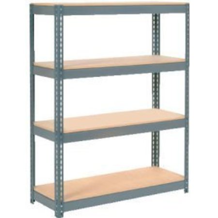 GLOBAL EQUIPMENT Extra Heavy Duty Shelving 48"W x 18"D x 60"H With 4 Shelves, Wood Deck, Gry 717106